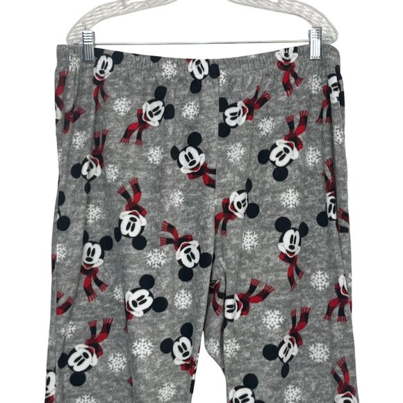 Disney Mickey Mouse Pajama Bottoms Womens XXL Gray Fleece Cozy - Picture 2 of 6